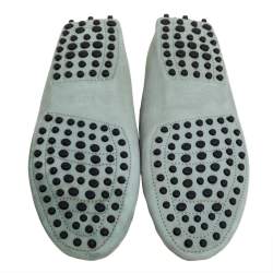 Pre Owned Tod's Grey Nubuck Leather Penny Slip On Loafers Size 37.5