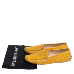 Tod's Yellow Perforated Leather Slip On Loafers Size 36.5