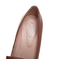 مملوكة مسبقًا Tod's Brown Leather Fringe and Tassel Platform Loafer Pumps Size 36.5