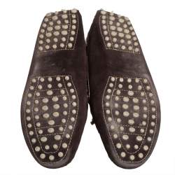 Pre Owned Tod's Brown Suede Bow Slip On Loafers Size 38