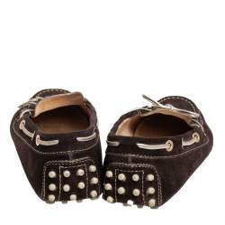 Pre Owned Tod's Brown Suede Bow Slip On Loafers Size 38
