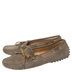 Tod's Beige Suede Bow  Loafers Size 37