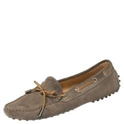 Tod's Beige Suede Bow  Loafers Size 37