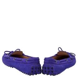 Pre Owned حذاء لوفرز تودز غومينو سويدي بنفسجي بفيونكة مقاس 37.5