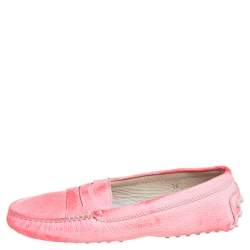 Tod's Pink Leather Penny Loafers Size 38