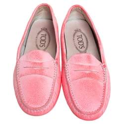 Tod's Pink Leather Penny Loafers Size 38