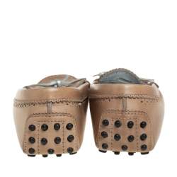 Tod's Beige Perforated Leather Bow Loafers Size 37
