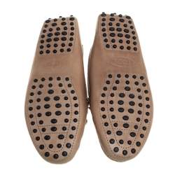 Tod's Beige Perforated Leather Bow Loafers Size 37