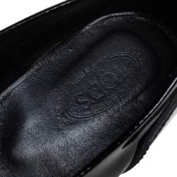 Pre Owned Tod's Black Patent Leather Fringe  Loafers Size 35.5