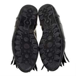 Pre Owned Tod's Black Patent Leather Fringe  Loafers Size 35.5