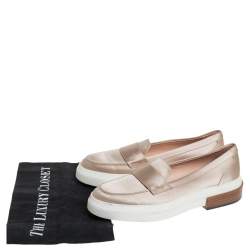 Pre Owned Tod's Beige Satin Slip On Loafer Sneakers Size 39