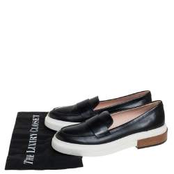 Pre Owned Tod's Black Leather Slip On Loafer Sneakers Size 39