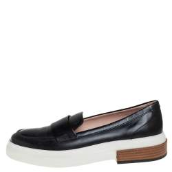 Pre Owned Tod's Black Leather Slip On Loafer Sneakers Size 39