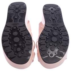 مملوكة مسبقًا Tod's Beige Patent Leather Bow Wedge Platform Slingback Sandals Size 40