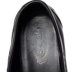 Pre Owned Tod's Black Leather Slip On Penny Loafers Size 44.5