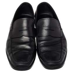 Pre Owned Tod's Black Leather Slip On Penny Loafers Size 44.5