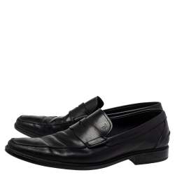 Pre Owned Tod's Black Leather Slip On Penny Loafers Size 44.5