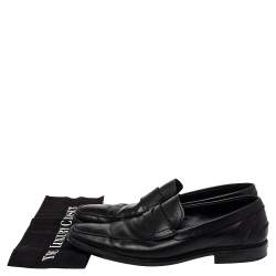 Pre Owned Tod's Black Leather Slip On Penny Loafers Size 44.5