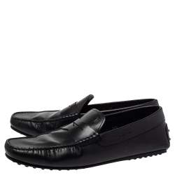 Pre Owned حذاء لوفرز تودز جلد أسود سليب أون سير بيني مقاس 45