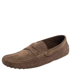 مملوكة مسبقًا Tod's Brown Suede Slip On Penny Loafers 45