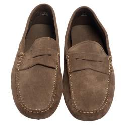 مملوكة مسبقًا Tod's Brown Suede Slip On Penny Loafers 45