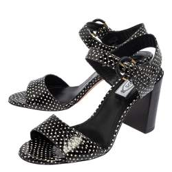 Tod's Black/White Python Embossed Leather Ankle Strap Sandals Size 38