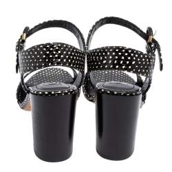 Tod's Black/White Python Embossed Leather Ankle Strap Sandals Size 38