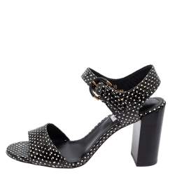 Tod's Black/White Python Embossed Leather Ankle Strap Sandals Size 38