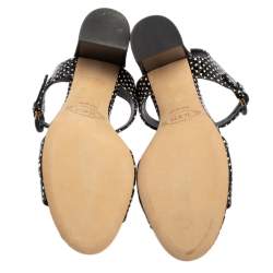 Tod's Black/White Python Embossed Leather Ankle Strap Sandals Size 38