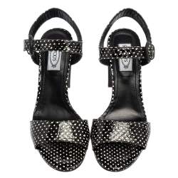 Tod's Black/White Python Embossed Leather Ankle Strap Sandals Size 38