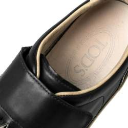 Tod's Black/White Leather Fringe Detail Slip On Sneakers Size 37
