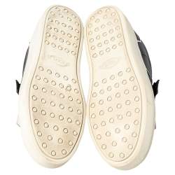 Tod's Black/White Leather Fringe Detail Slip On Sneakers Size 37