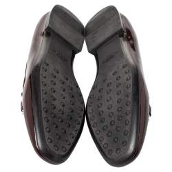 Tod's Burgundy Patent Leather Double T Smoking Slippers Size 38