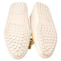 Tod's Beige/Yellow Leather And Suede Bow Espadrille Flats Size 39.5