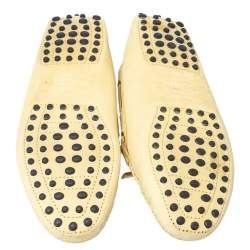 Pre Owned Tod's Yellow Leather Bow Slip On Loafers Size 39