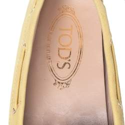 Pre Owned Tod's Yellow Leather Bow Slip On Loafers Size 39