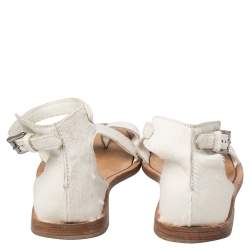 Tod's White Calf Hair Ankle Strap Sandals Size 38.5