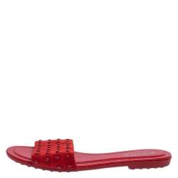 Tod's Red Suede  Flat Slides Sandals Size 37