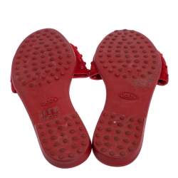 Tod's Red Suede  Flat Slides Sandals Size 37