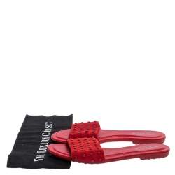Tod's Red Suede  Flat Slides Sandals Size 37