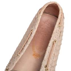 Tod's Peach Snakeskin Bow Loafers Size 38.5