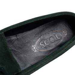 Pre Owned Tod's Green Suede Fringe Slip On Loafers Size 36.5