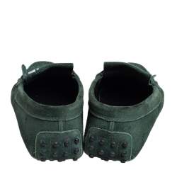 Pre Owned Tod's Green Suede Fringe Slip On Loafers Size 36.5