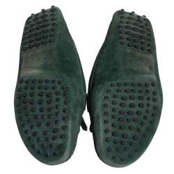 Pre Owned Tod's Green Suede Fringe Slip On Loafers Size 36.5