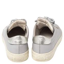 Tod's Grey Leather Tassel Trim Low Top Sneakers Size 38.5