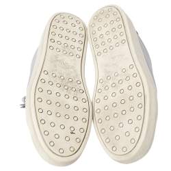 Pre Owned Tod's Grey Leather Tassel Trim Low Top Sneakers Size 38.5