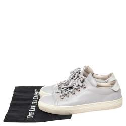 Pre Owned Tod's Grey Leather Tassel Trim Low Top Sneakers Size 38.5