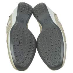 Tod's Grey/White Leather And Suede Low Top Sneakers Size 39.5 