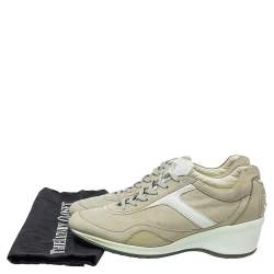 Tod's Grey/White Leather And Suede Low Top Sneakers Size 39.5 