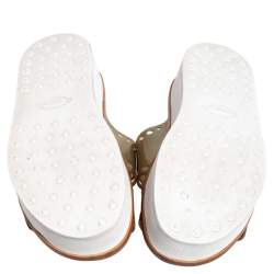 Tod's Gold Perforated Leather Open Toe Platform Slide Sandals Size 38
